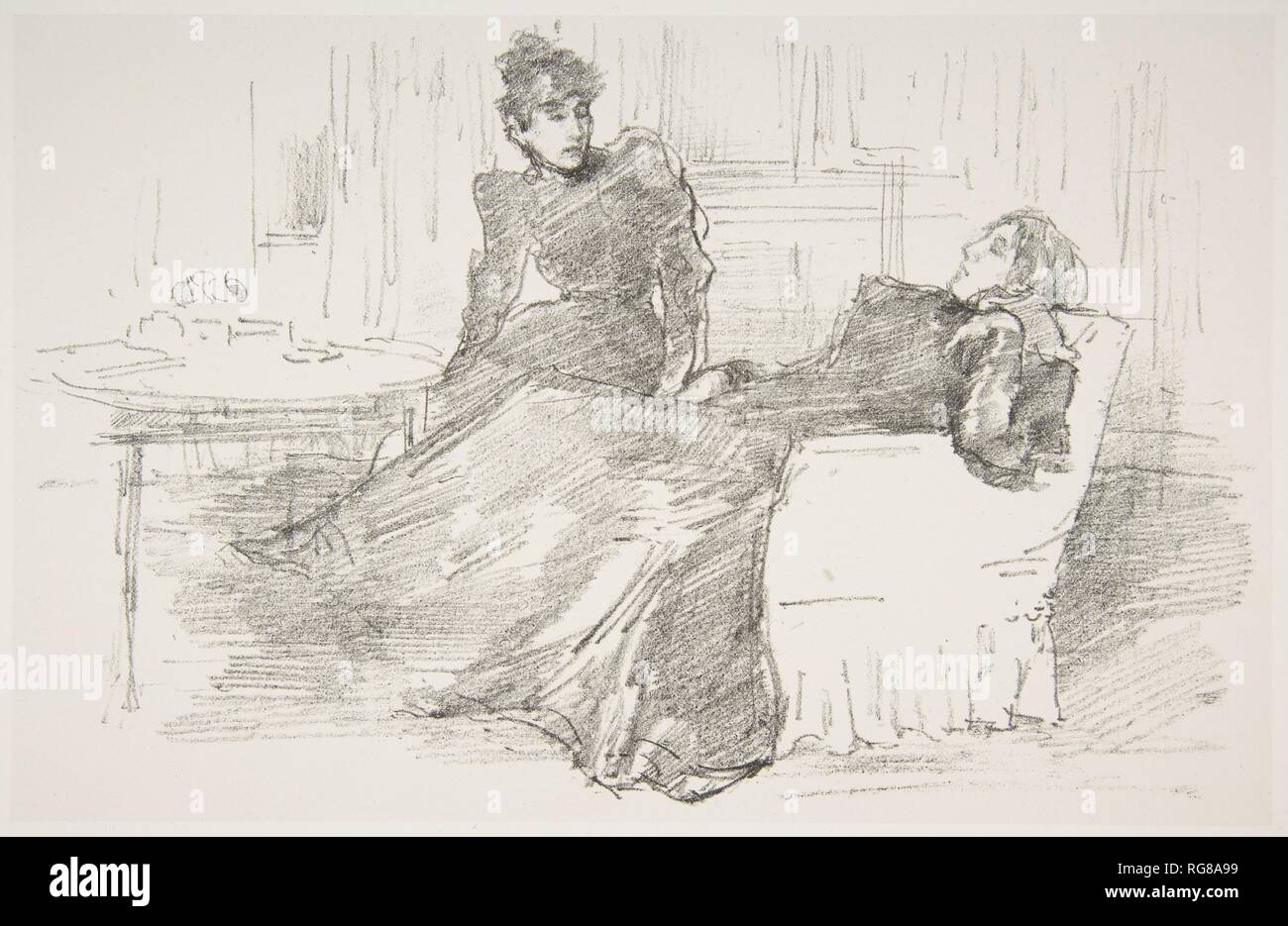 The Sisters. Artist: James McNeill Whistler (American, Lowell, Massachusetts 1834-1903 London). Dimensions: Image: 5 7/8 × 9 5/16 in. (15 × 23.6 cm)  Sheet: 9 1/8 × 13 1/2 in. (23.1 × 34.3 cm). Date: 1894-95. Museum: Metropolitan Museum of Art, New York, USA. Stock Photo