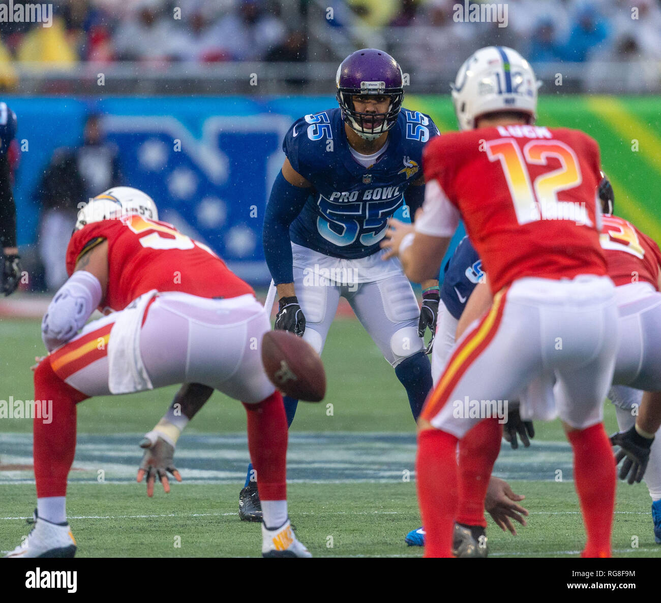 Orlando, Florida, USA. 27th Jan, 2019. NFC outside linebacker Anthony Barr (55), of the Minnesota Vikings, during the NFL Pro Bowl football game between the AFC and the NFC at Camping World Stadium in Orlando, Florida. Del Mecum/CSM/Alamy Live News Stock Photo