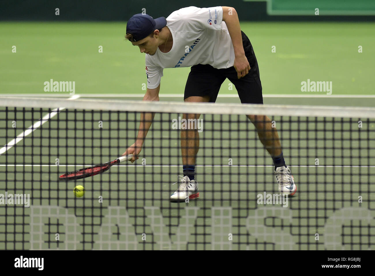 Ostrava Czech Republic 28th January 2019 Czech Tennis Player Tomas Machac In Action During The Training Session In Ostrava Czech Republic January 28 2019 In The New Davis Cup Format The Winner