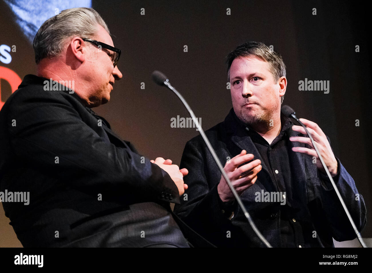 London, UK. 28th Jan, 2019. Mark Kermode and Joe Cornish on stage at Mark Kermode Live in 3D on Monday 28 January 2019 at BFI Southbank, London. Picture by Credit: Julie Edwards/Alamy Live News Stock Photo