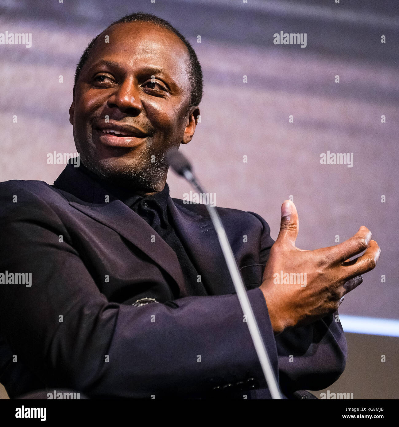 London, UK. 28th Jan, 2019. Cyril Nri on stage at Mark Kermode Live in 3D on Monday 28 January 2019 at BFI Southbank, London. Picture by Credit: Julie Edwards/Alamy Live News Stock Photo