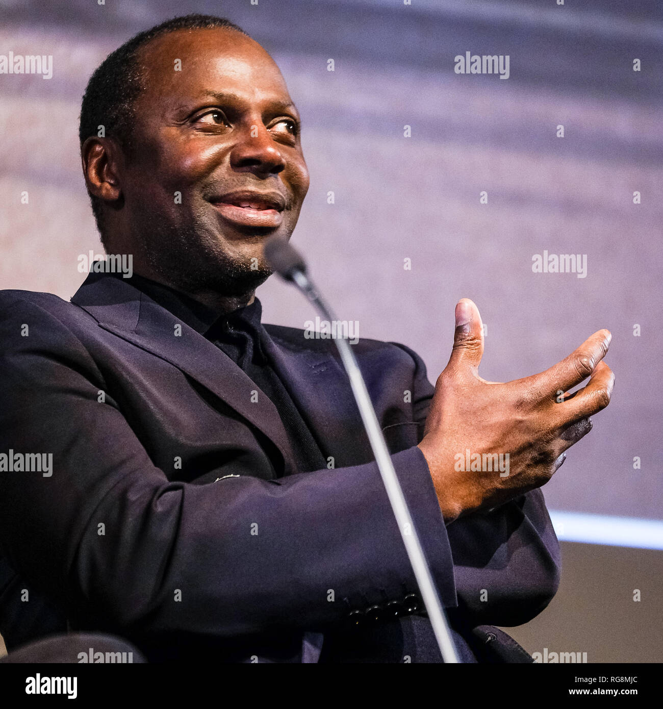 London, UK. 28th Jan, 2019. Cyril Nri on stage at Mark Kermode Live in 3D on Monday 28 January 2019 at BFI Southbank, London. Picture by Credit: Julie Edwards/Alamy Live News Stock Photo