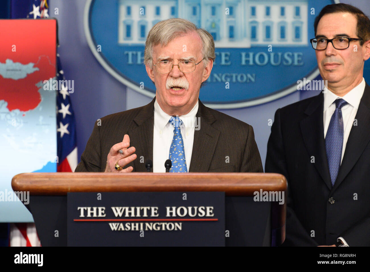 Washington, DC, USA. 28th Jan, 2019. John Bolton, National Security Advisor of the United States, in the White House Press Briefing room at the White House in Washington, DC. Credit: Michael Brochstein/SOPA Images/ZUMA Wire/Alamy Live News Stock Photo