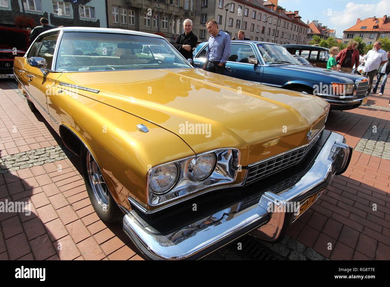 BYTOM, POLAND - SEPTEMBER 12, 2015: People admire 1973 Buick Electra 225 Custom Limited during 12th Historic Vehicle Rally in Bytom. The annual vehicl Stock Photo