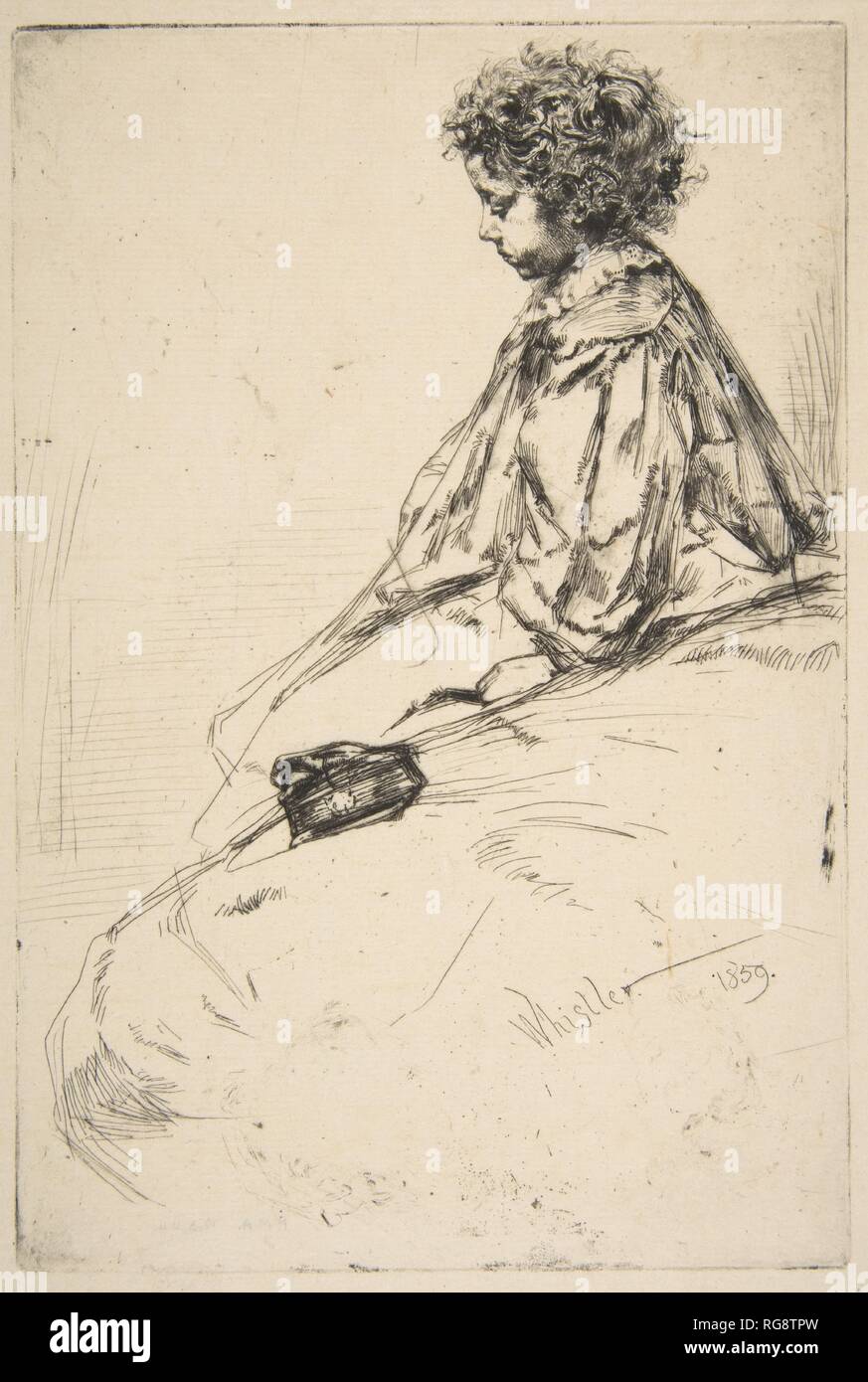 Bibi Lalouette. Artist: James McNeill Whistler (American, Lowell, Massachusetts 1834-1903 London). Dimensions: Plate: 9 x 6 in. (22.9 x 15.2 cm)  Sheet: 12 3/8 x 8 1/4 in. (31.4 x 21 cm). Date: 1859. Museum: Metropolitan Museum of Art, New York, USA. Stock Photo
