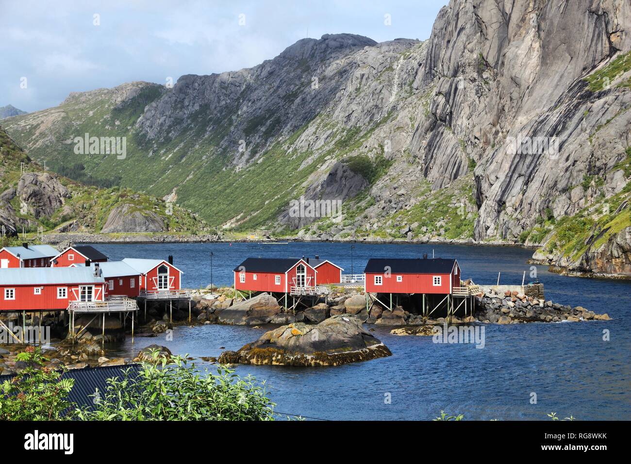 Lofoten archipelago in Norway. Nusfjord fishing village in Flakstadoya
