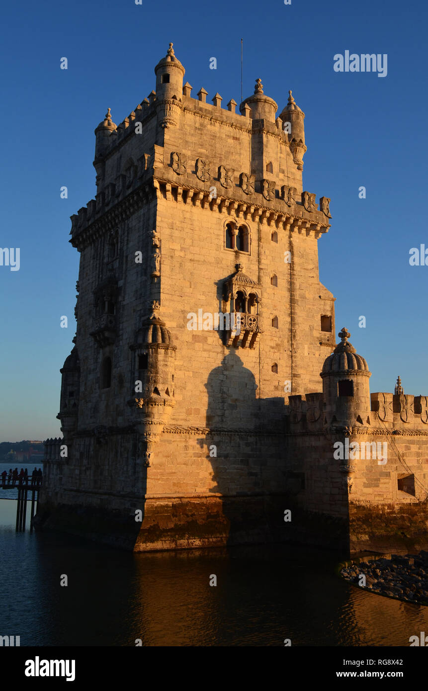16th century Belem tower, one of the top historical monuments in Lisbon