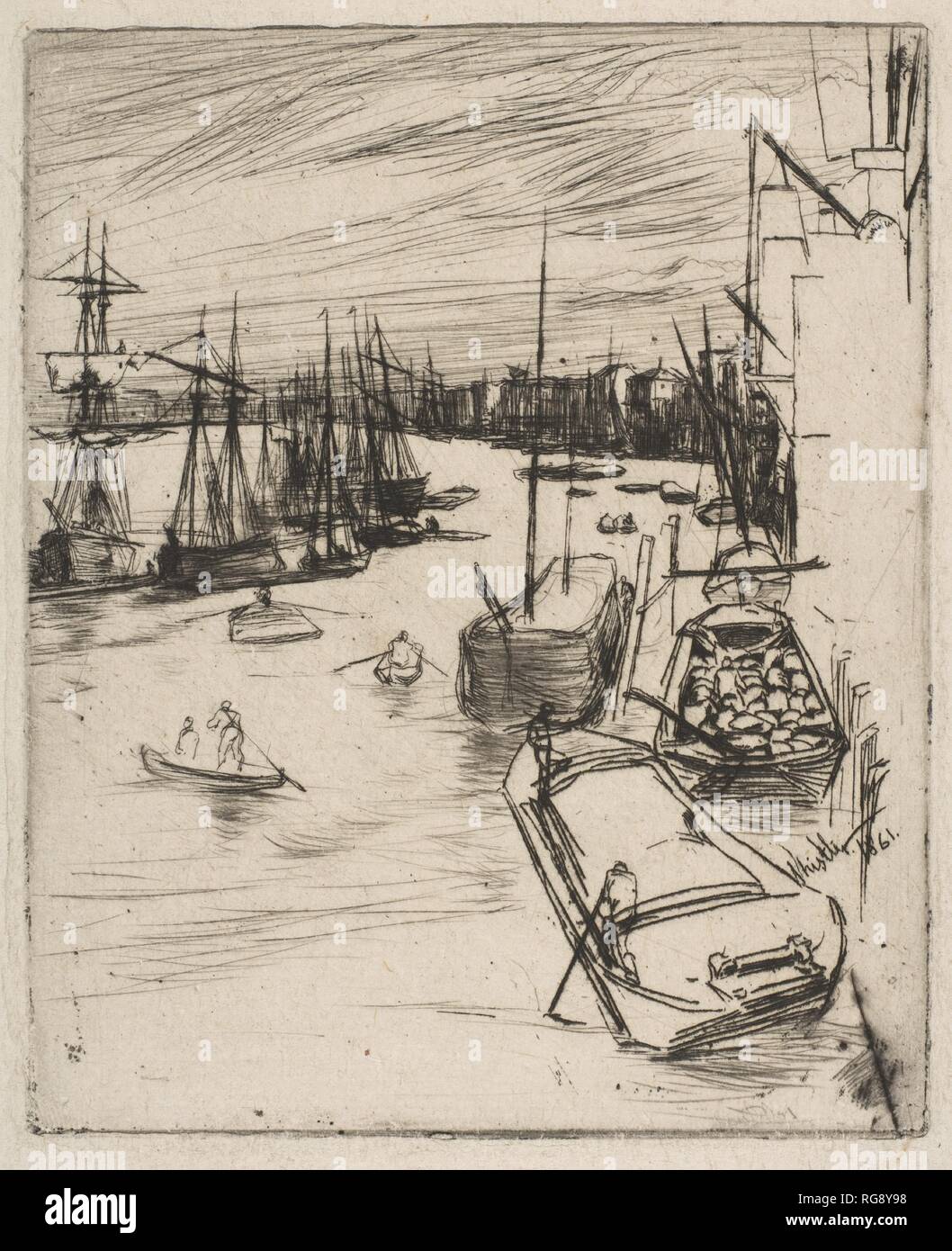 Little Wapping (The Little Rotherhithe). Artist: James McNeill Whistler (American, Lowell, Massachusetts 1834-1903 London). Dimensions: Plate: 4 7/8 x 4 in. (12.4 x 10.2 cm)  Sheet: 6 3/8 × 5 1/4 in. (16.2 × 13.4 cm). Date: 1861. Museum: Metropolitan Museum of Art, New York, USA. Stock Photo