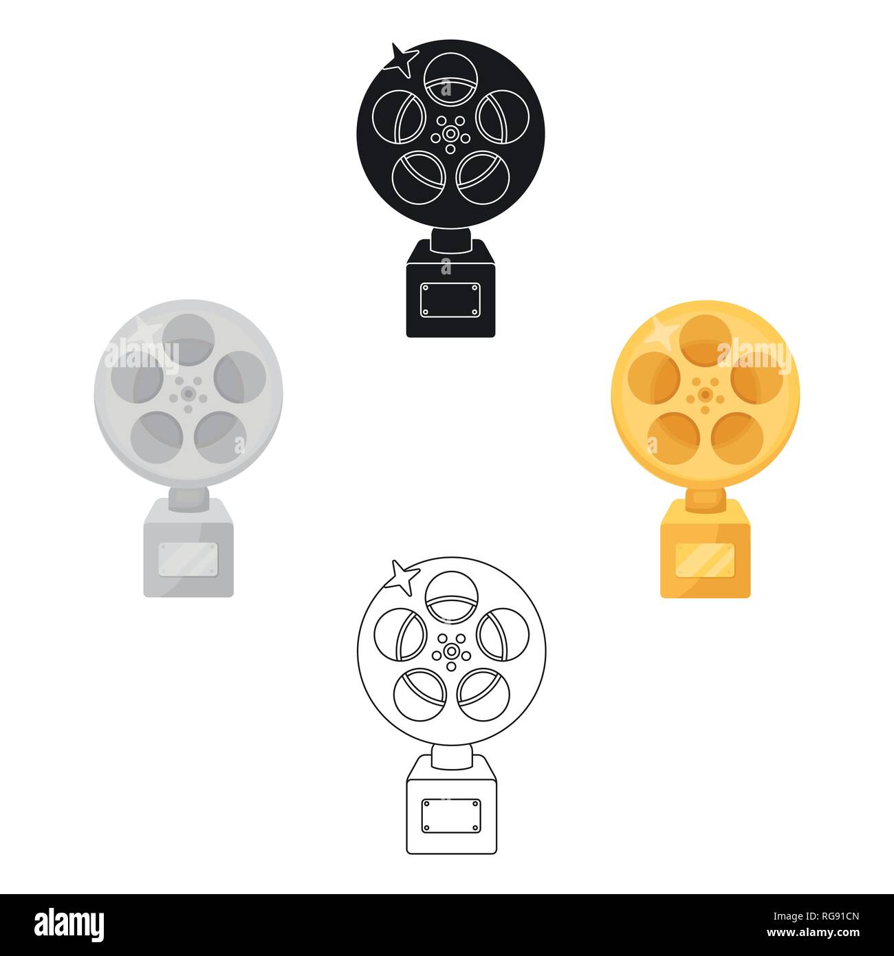 The Golden reel of film.Award for the best playback of the movie.Movie awards single icon in cartoon style vector symbol stock web illustration. Stock Vector