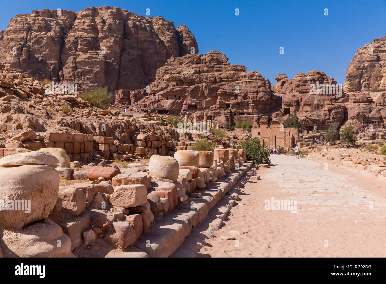 Säulenstraße, Petra, Nabatäer Hauptstadt, UNESCO Welkulturerbe, Wadi Musa, Jordanien, Asien Stock Photo