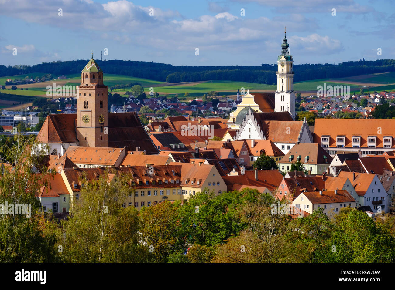 Germany, Bavaria, Swabia, Donau-Ries, Donauwoerth, Cathedral of Our Lady and Benedictine monastery Stock Photo