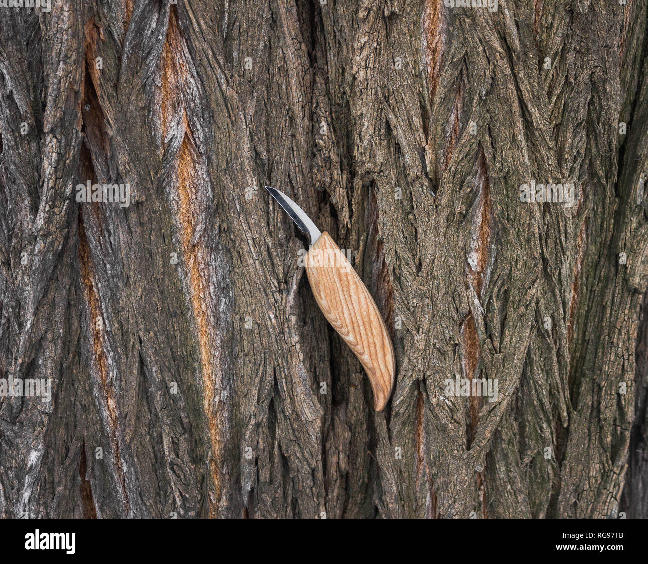 knife on wood Stock Photo
