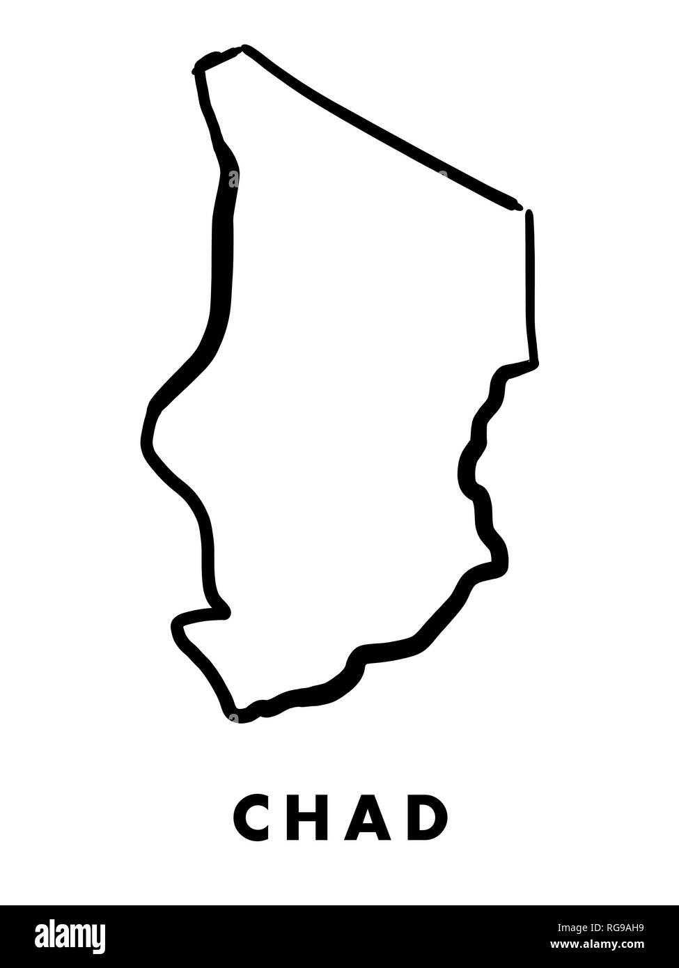 Chad simple map outline - smooth simplified country shape map vector Stock  Vector Image & Art - Alamy