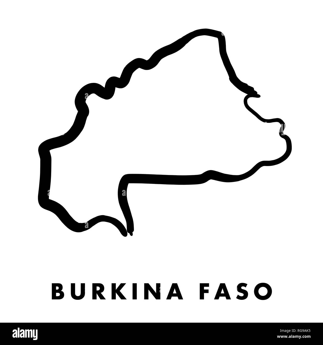 Burkina Faso simple map outline smooth