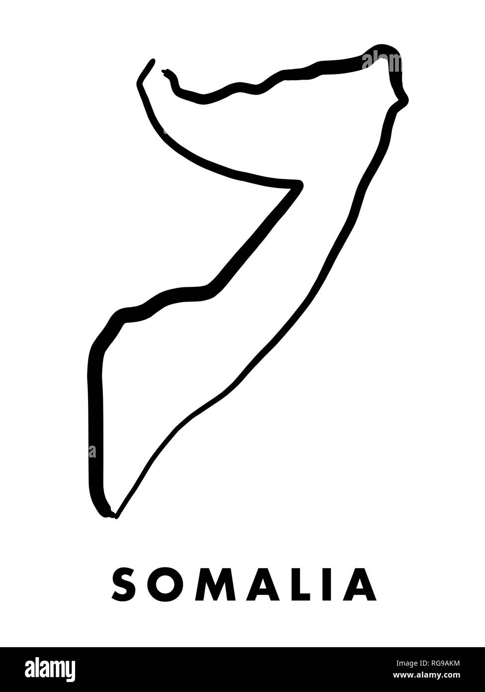 Somalia simple map outline - smooth simplified country shape map vector. Stock Vector