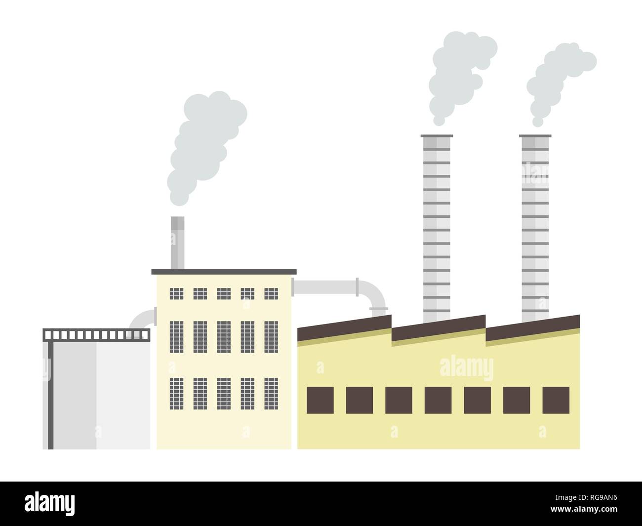Factory building - industrial plant architecture vector illustration ...