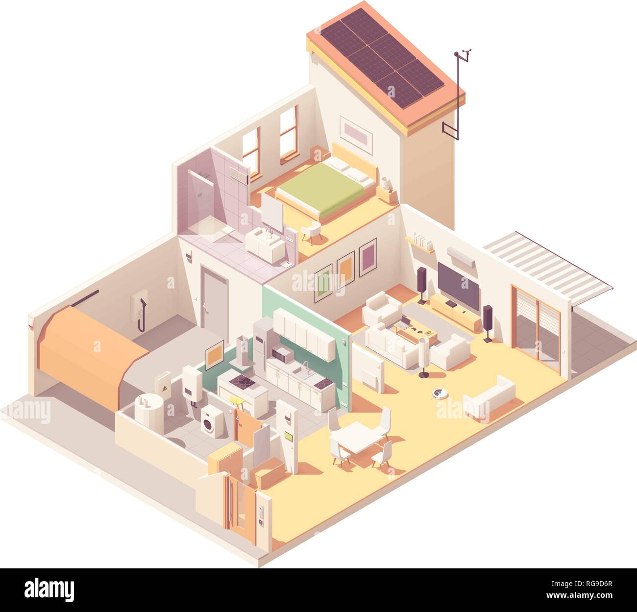 Vector isometric house cross-section Stock Vector