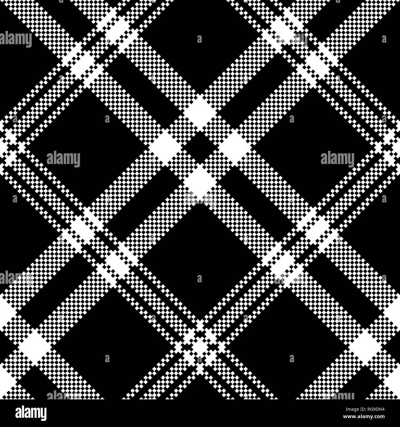 Black white simple check plaid seamless pattern. Vector illustration. Stock Vector