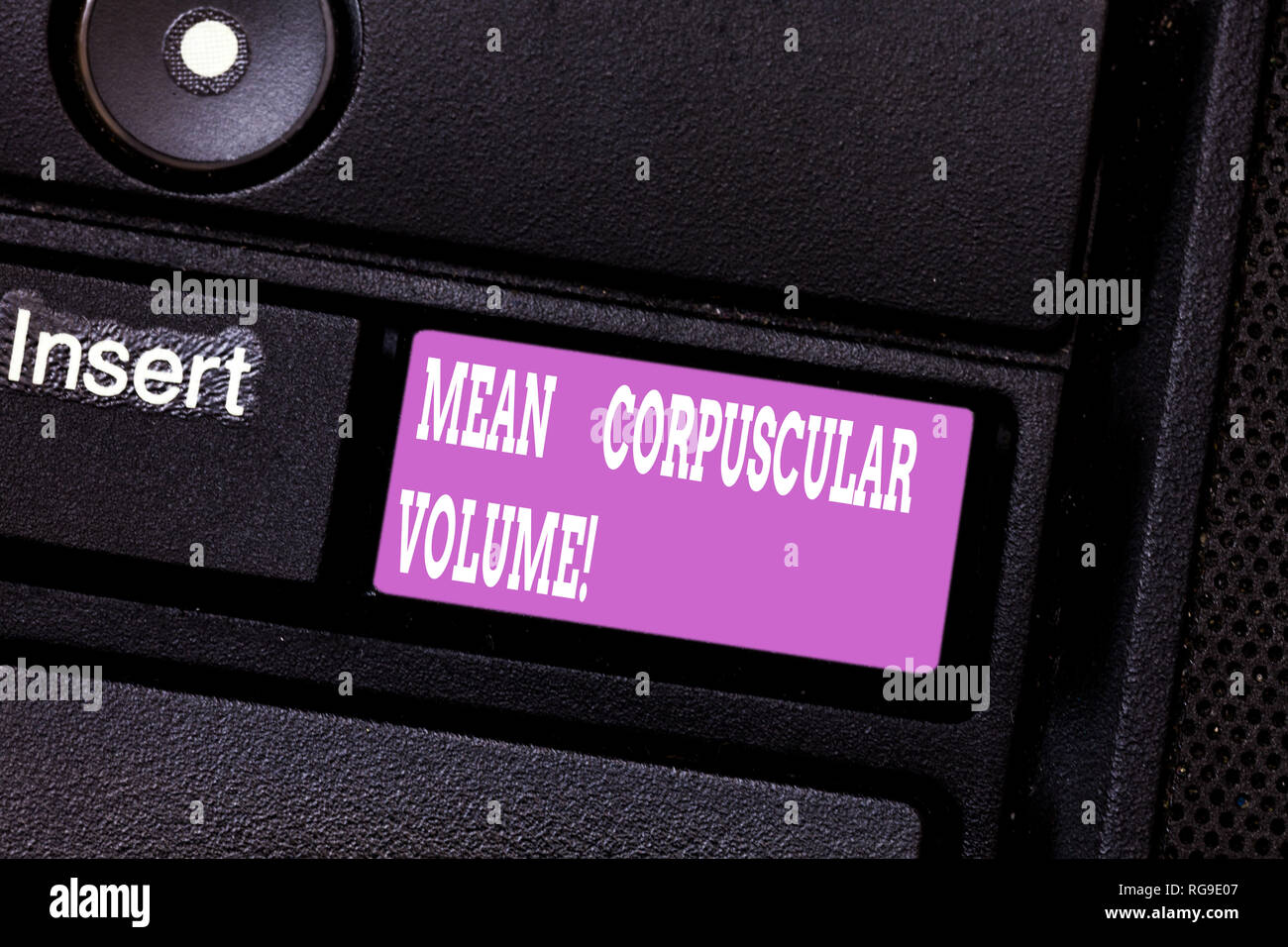 Writing note showing Mean Corpuscular Volume. Business photo showcasing