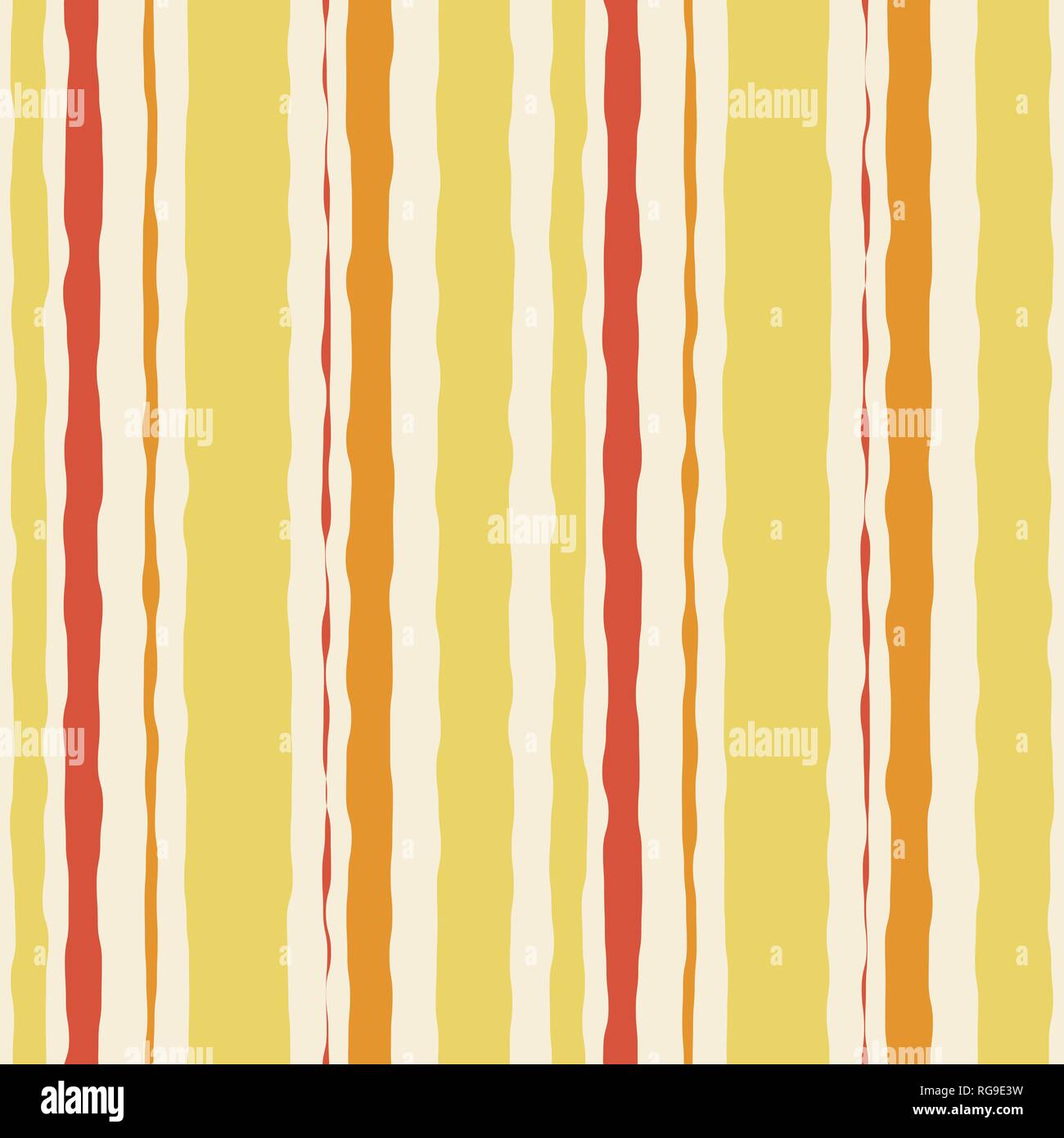 Yellow orange watercolor grunge striped seamless pattern. Vector background. Stock Vector