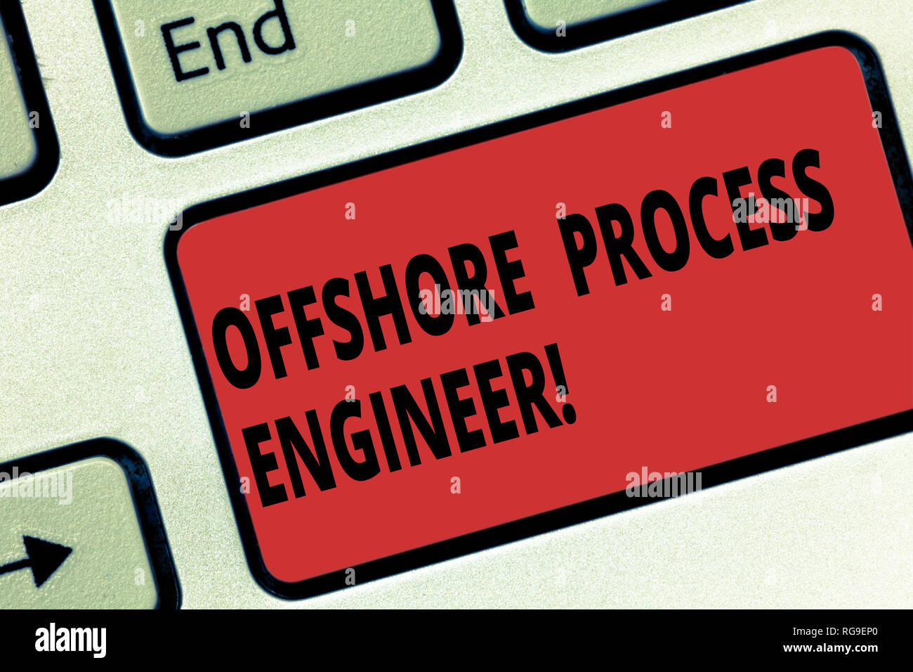Handwriting text Offshore Process Engineer. Concept meaning Responsible