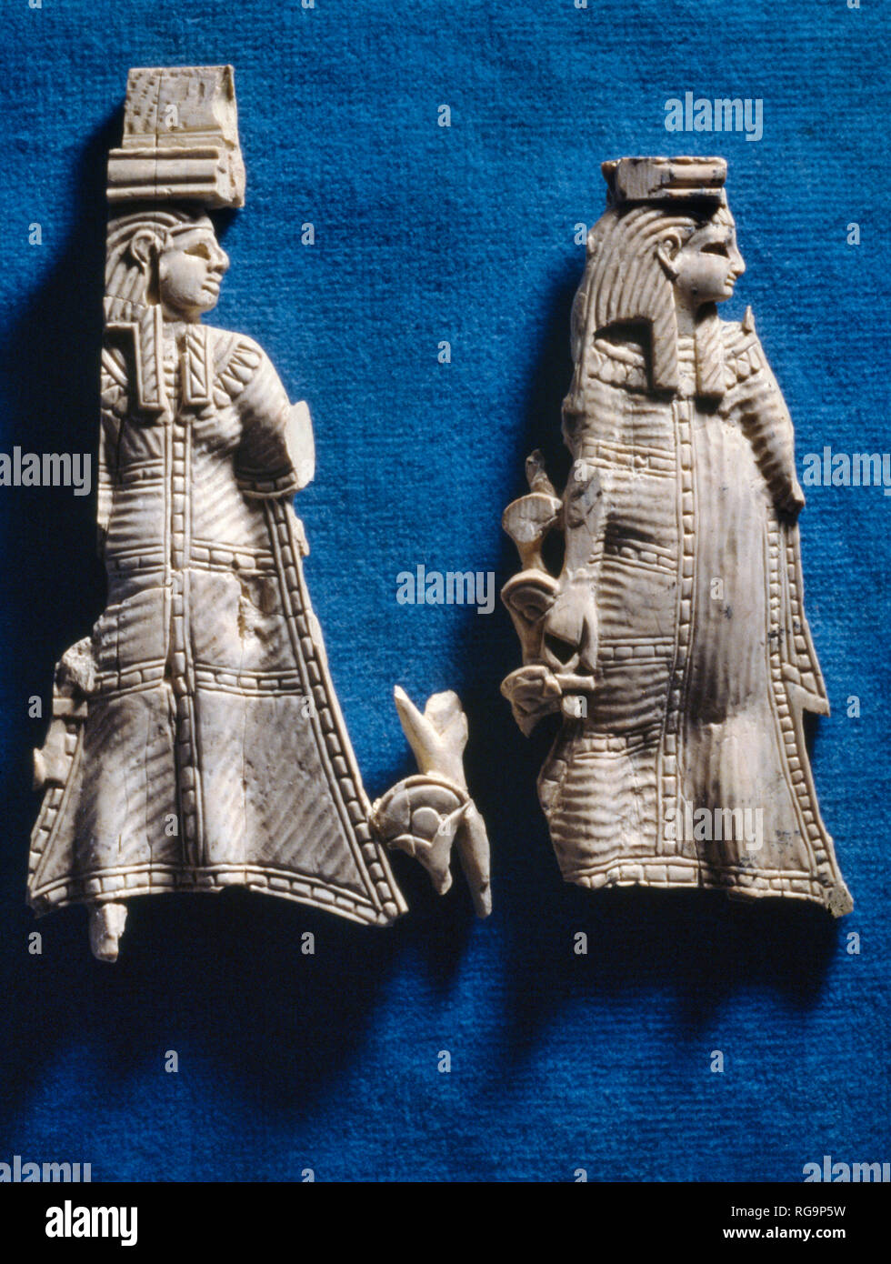 Phoenician women: Nimrud Ivory from Room SW37 Fort Shalmaneser within the Assyrian city of Nimrud, Iraq, photographed in the Iraq Museum, Baghdad Stock Photo