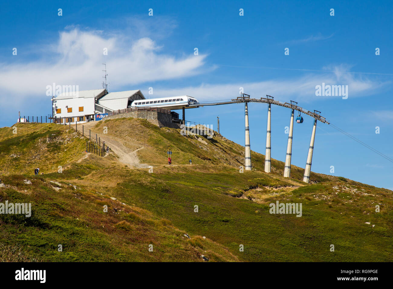 cableway in the mountains of Abetone, Gomito mountain, Pistoia, Tuscany, Italy, in summer Stock Photo