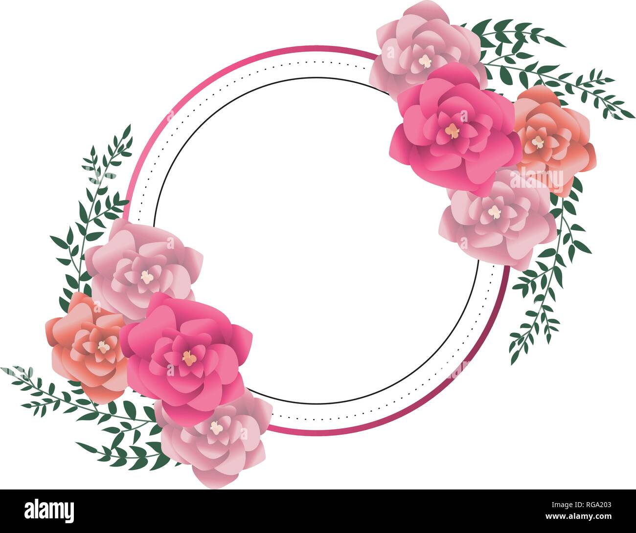 Flowers Round Frame Stock Vector Image Art Alamy