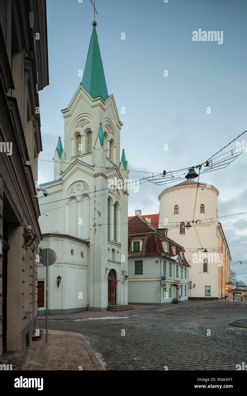 Our Lady of Sorrows church in Riga old town, Latvia. Stock Photo