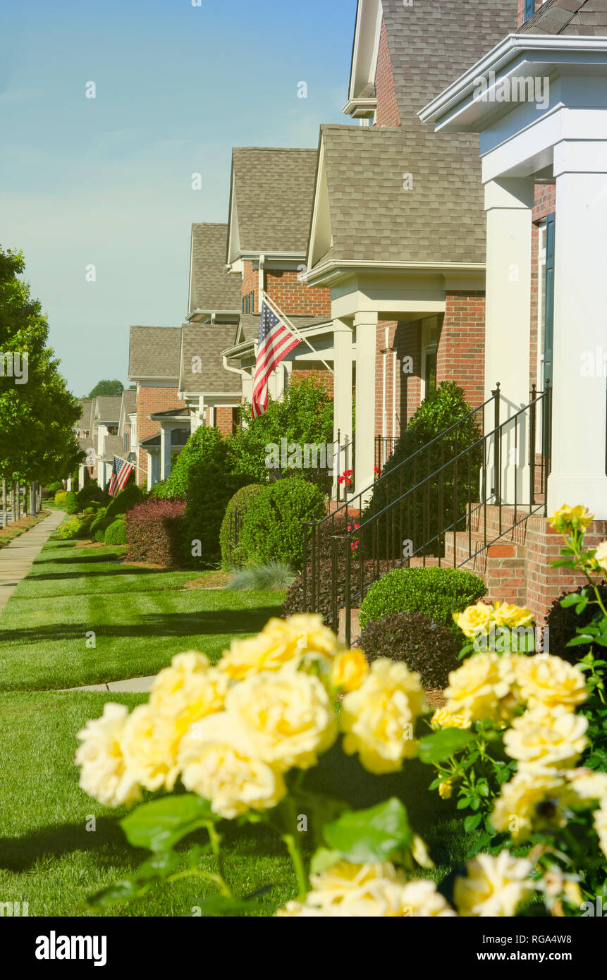 House Decorated for the Patriotic Holidays Stock Photo