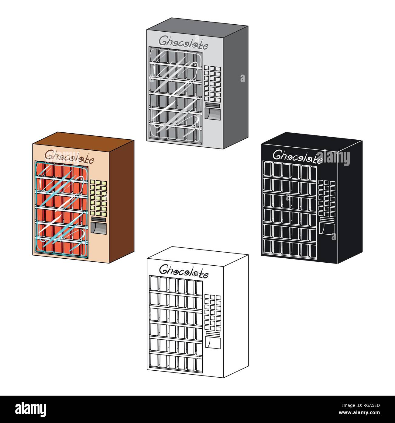A terminal with different kinds of chocolate. Terminals single icon in cartoon style isometric vector symbol stock illustration . Stock Vector