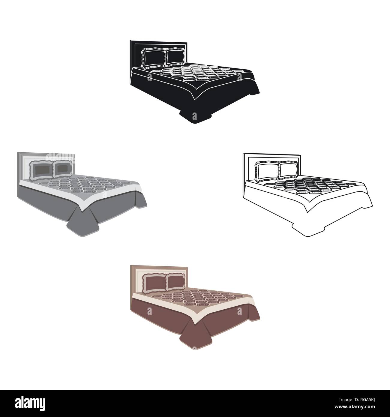 Double Bed Isolated Top View Stock Photos & Double Bed Isolated Top