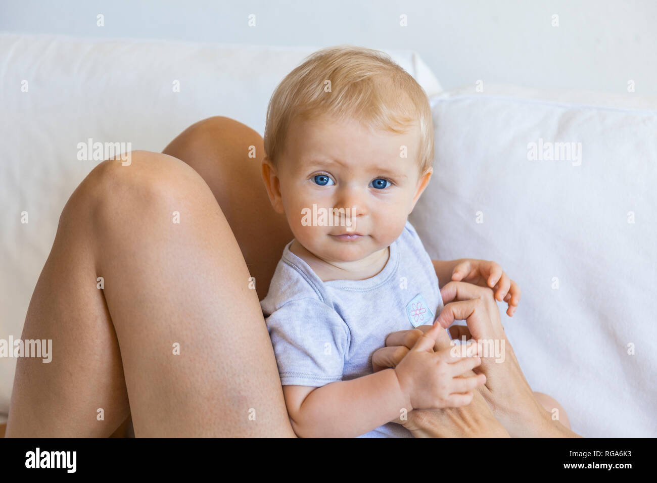 Portrait of baby girl with her mother Stock Photo