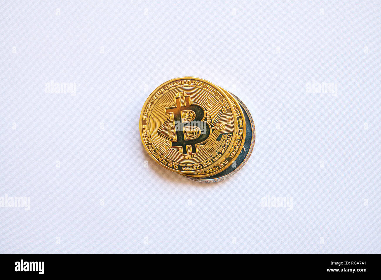 Set of coins bitcoin and other cryptocurrency on a white background. Bitcoin  is higher than other coins. Modern electronic payment instrument Stock  Photo - Alamy