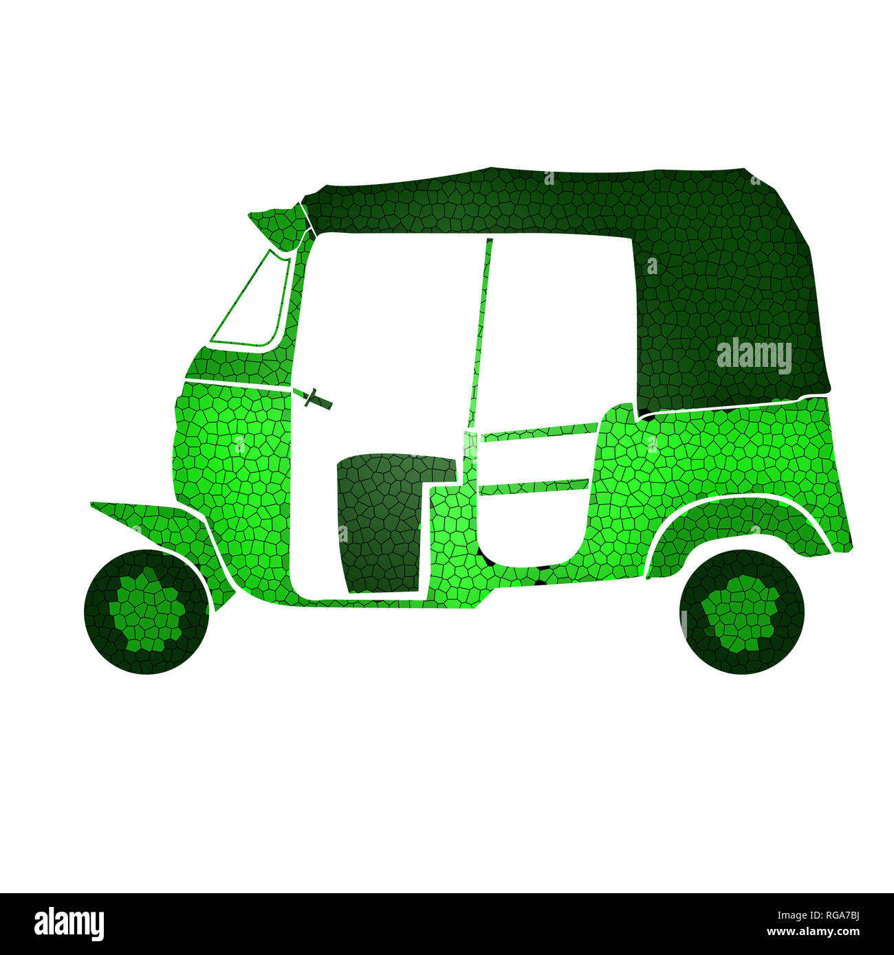 Green auto riickshaw icon. Idea for the fridge souvenir magnet, stamp or sticker label Stock Photo