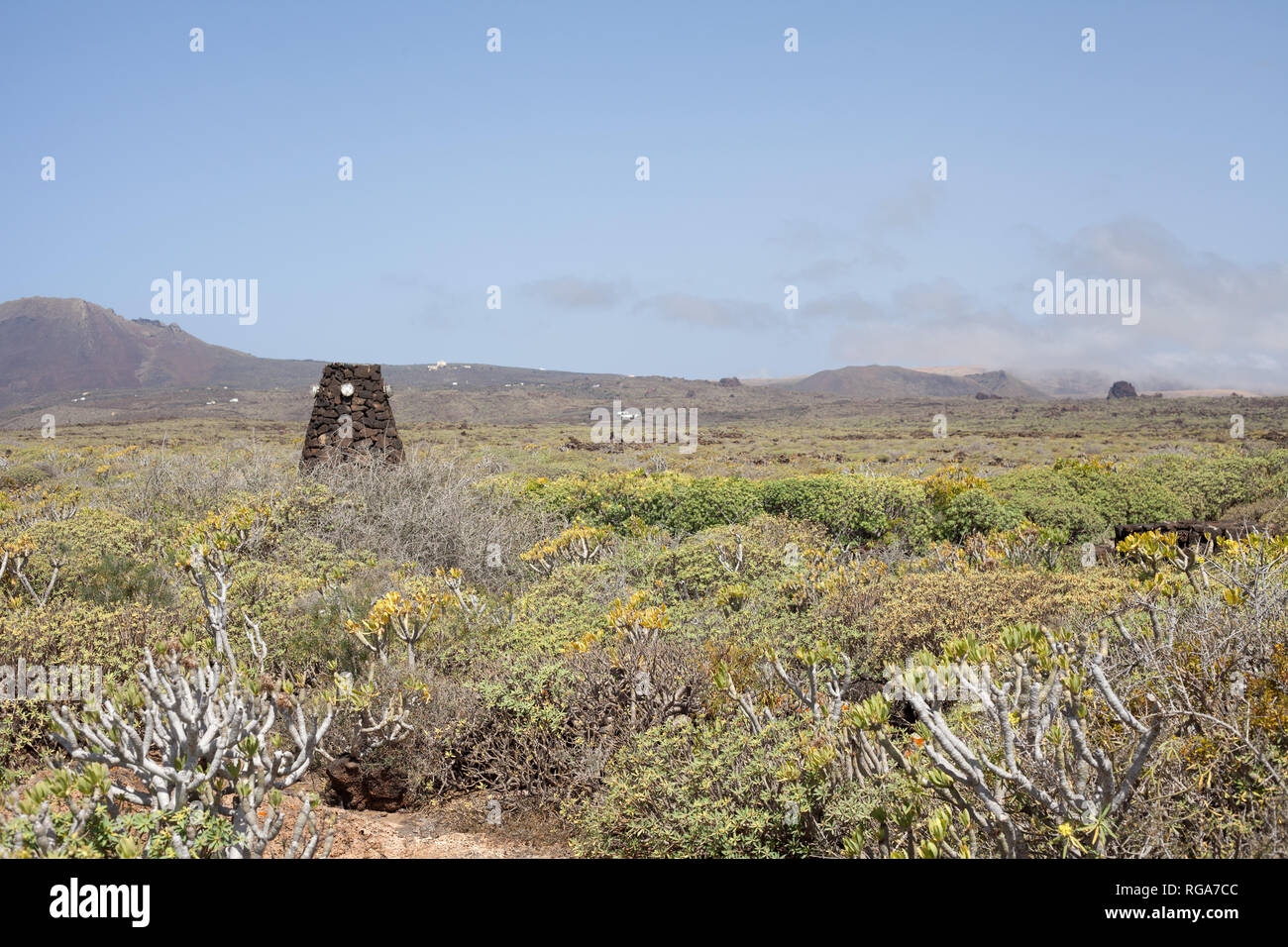 Landscape near La Cueva de los Verdes,Canary Island, Lanzarote Stock Photo