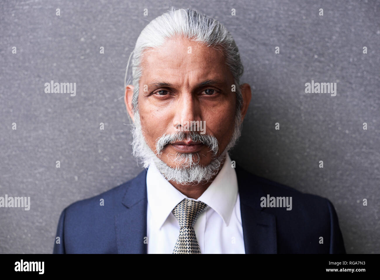 Portrait of senior businessman with grey hair and beard Stock Photo