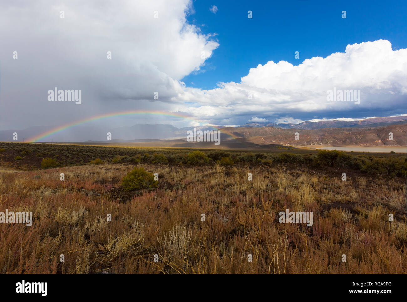 USA, Utah, landscape and rainbow Stock Photo