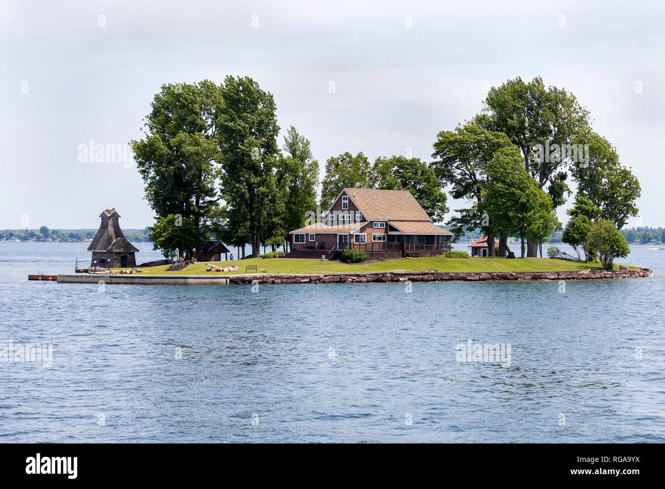 1000 Islands National Park, Saint Lawrence River, Ontario, Canada, June 17, 2018: One of the many beautiful cottages on the Archipelago in summer Stock Photo