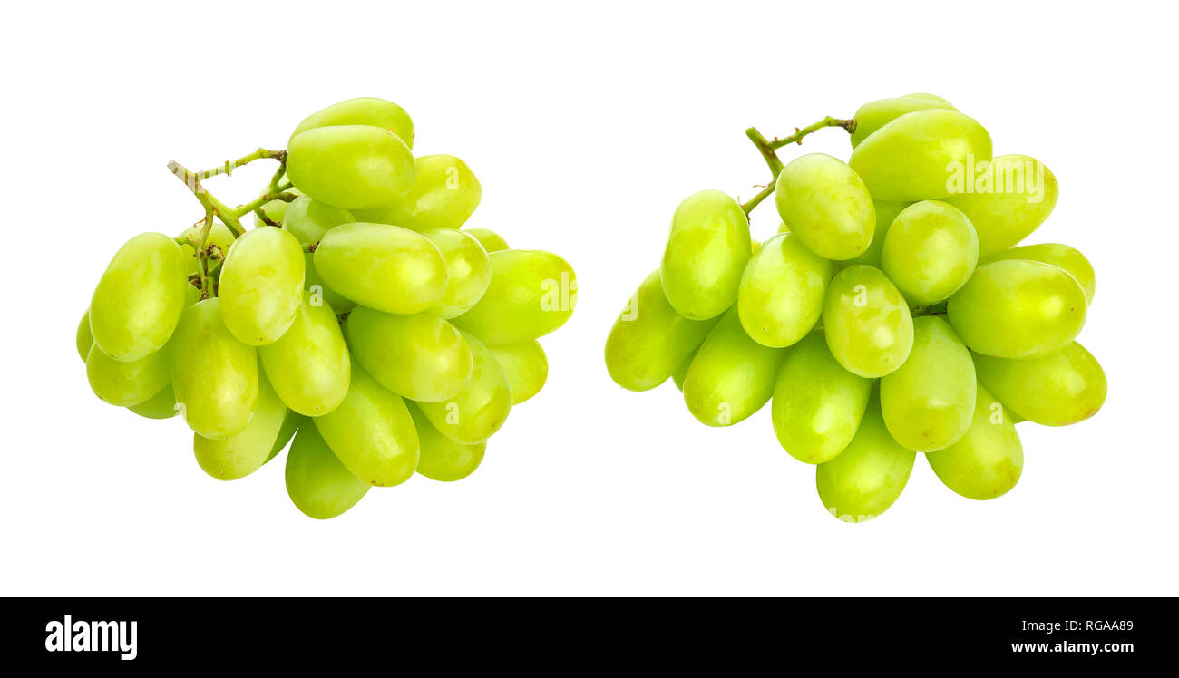 Green grape bunch isolated on white background with clipping path Stock Photo