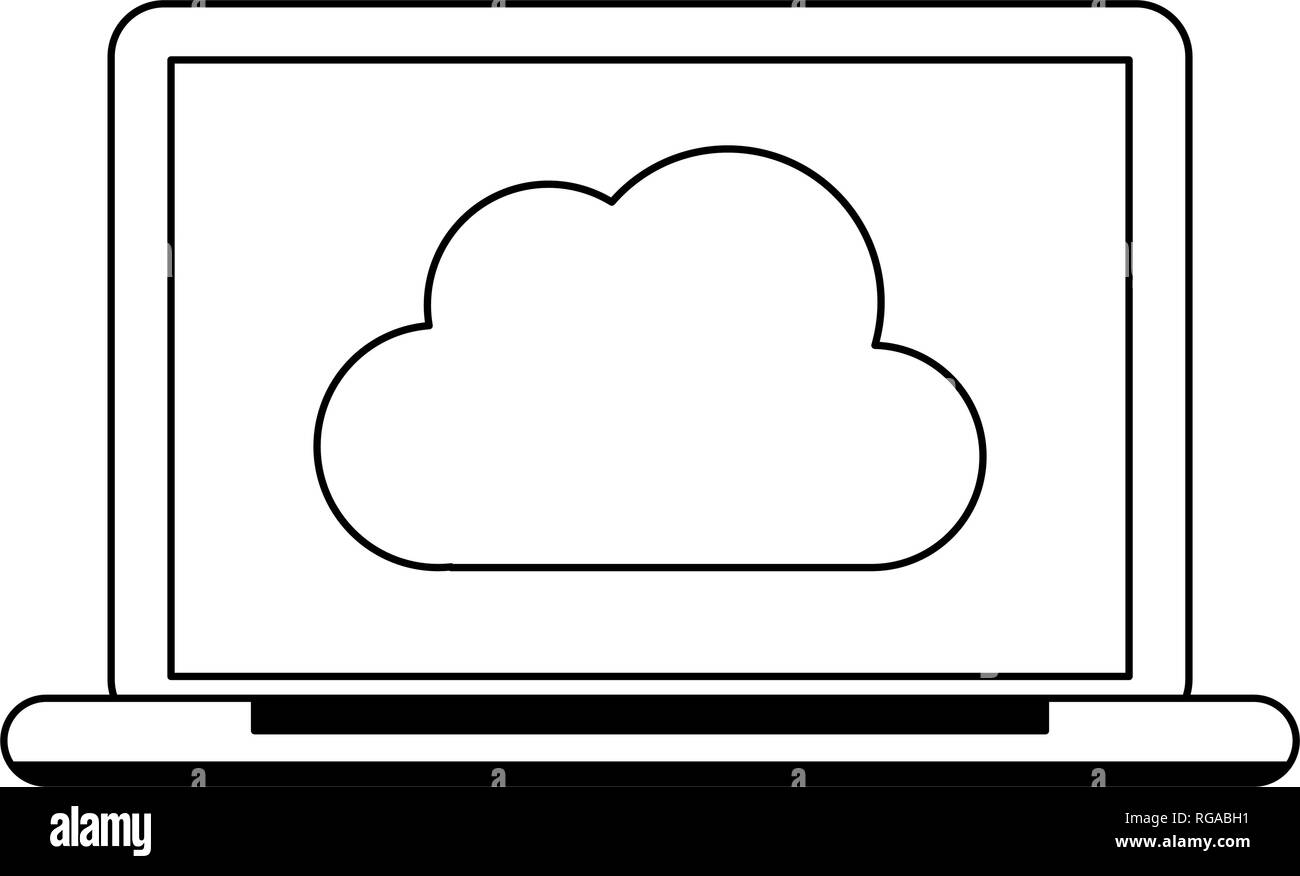 cloud computing technology in black and white Stock Vector Image & Art ...