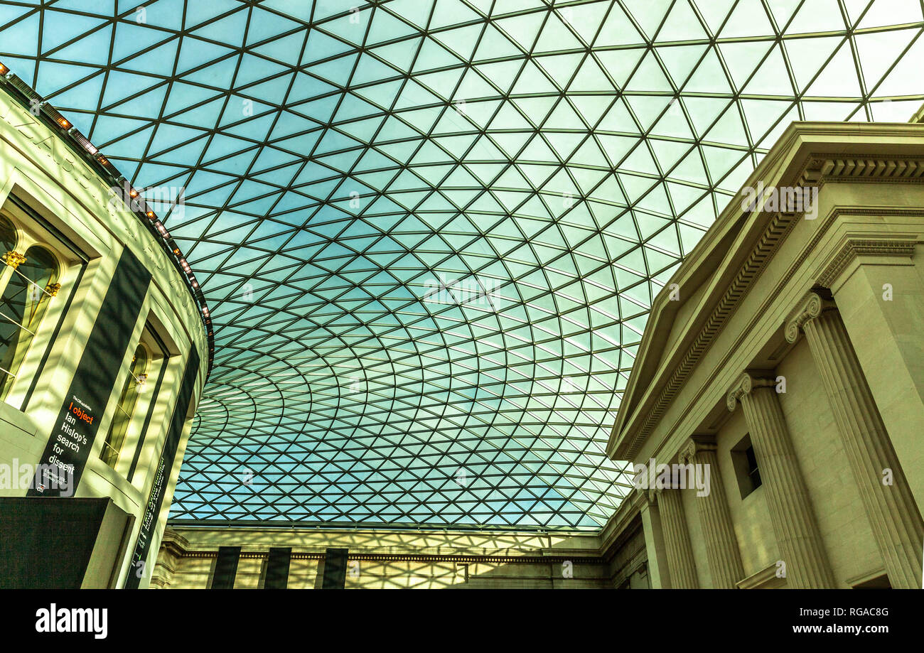 Glass roof at the British Museum, London, England, UK. Stock Photo