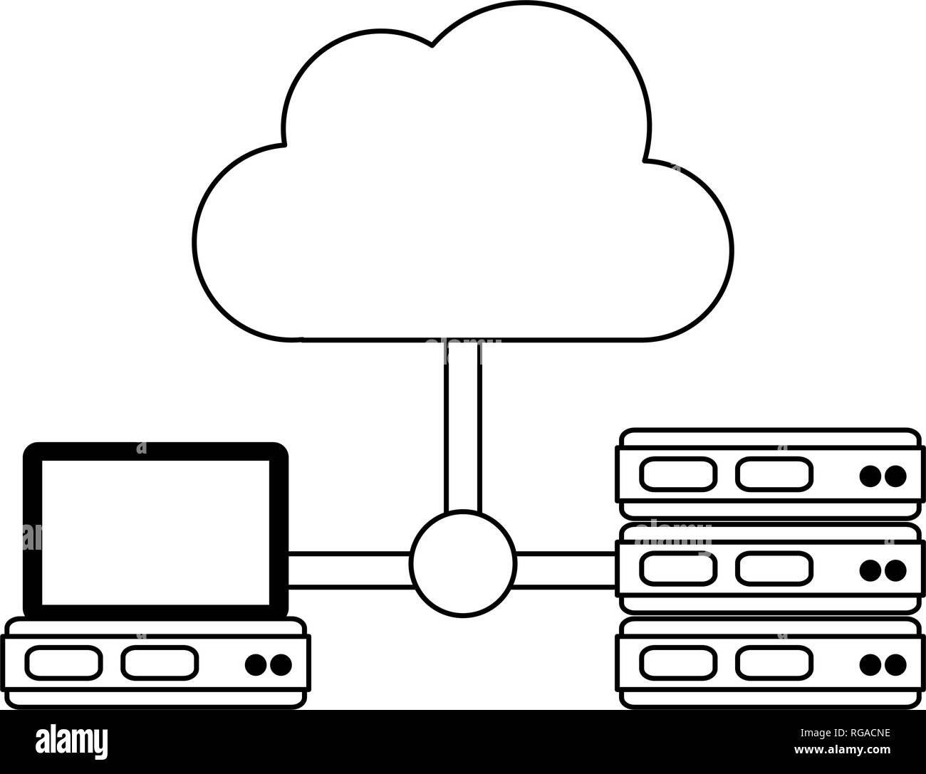 cloud computing technology in black and white Stock Vector Image & Art ...