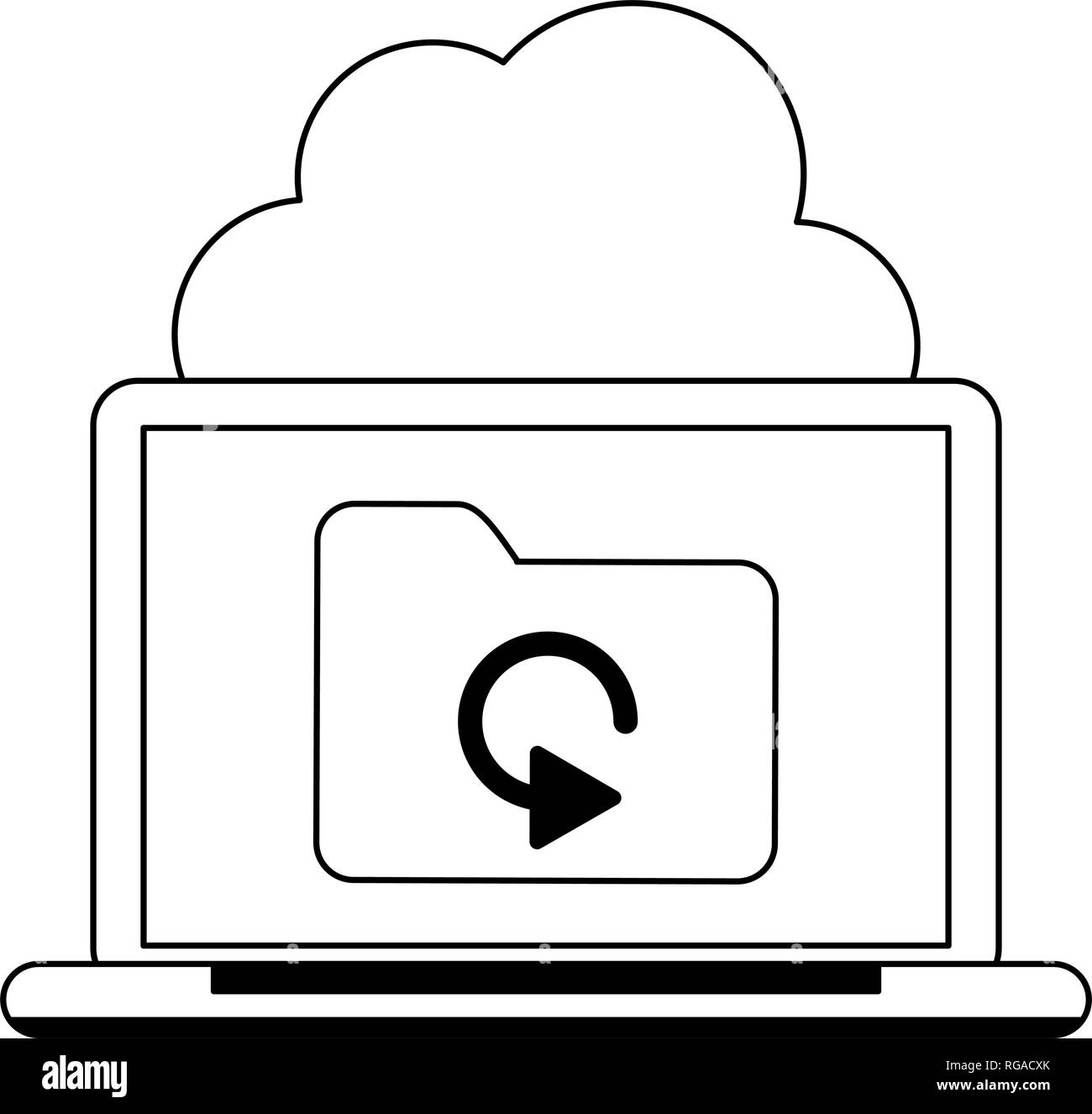 cloud computing technology in black and white Stock Vector Image & Art ...