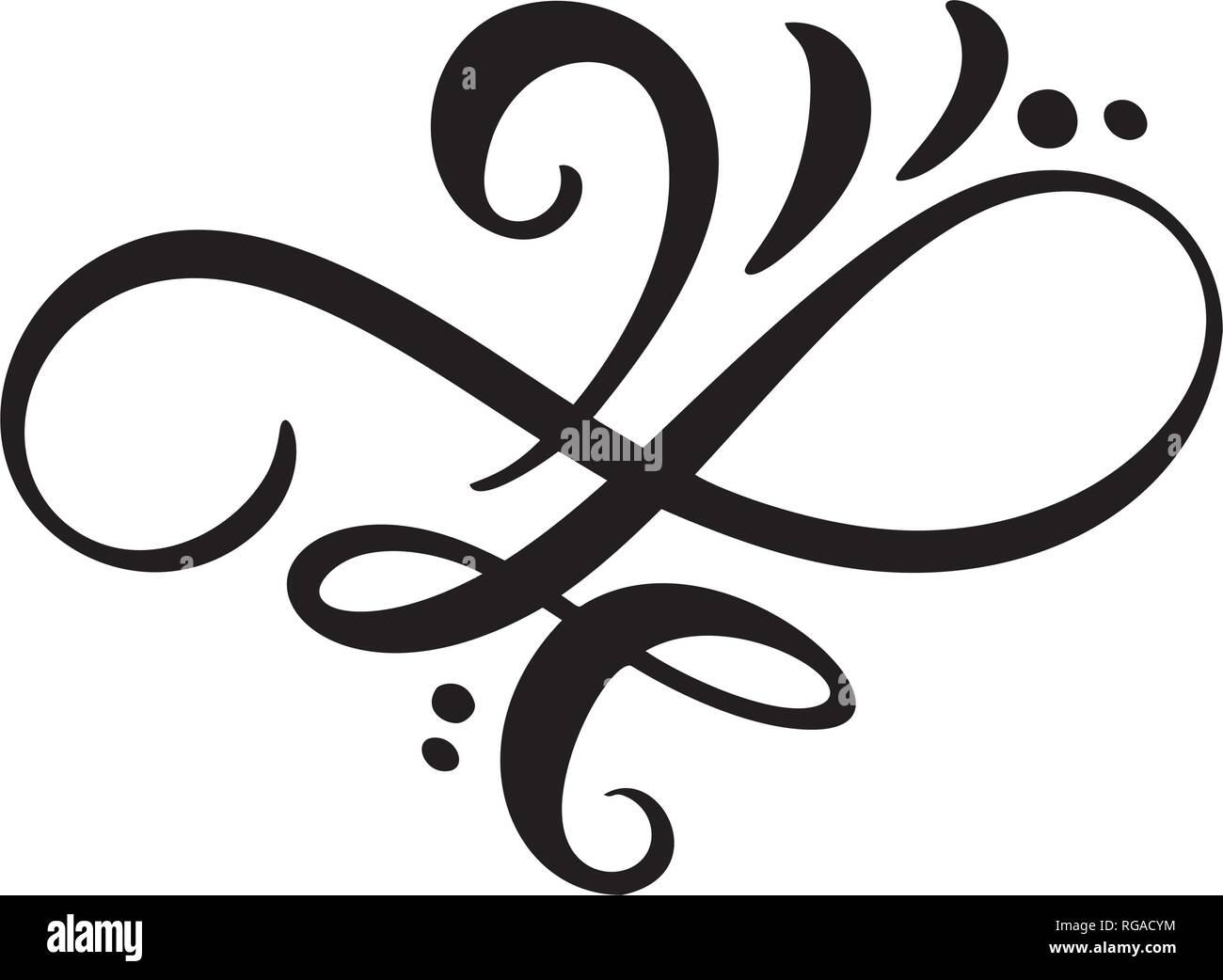 Floral lines filigree design elements. Vector vintage line elegant ...