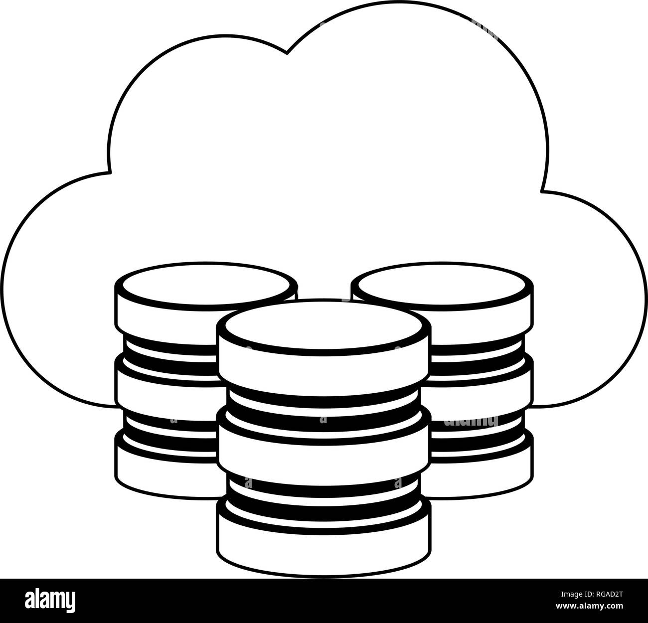 cloud computing technology in black and white Stock Vector Image & Art ...
