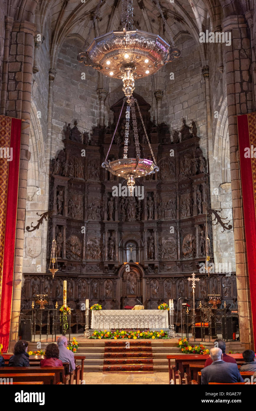 Retablo de Santa Maria la Mayor, Co-Cathedral of Cáceres, Caceres, Extremadura, Spain Stock Photo