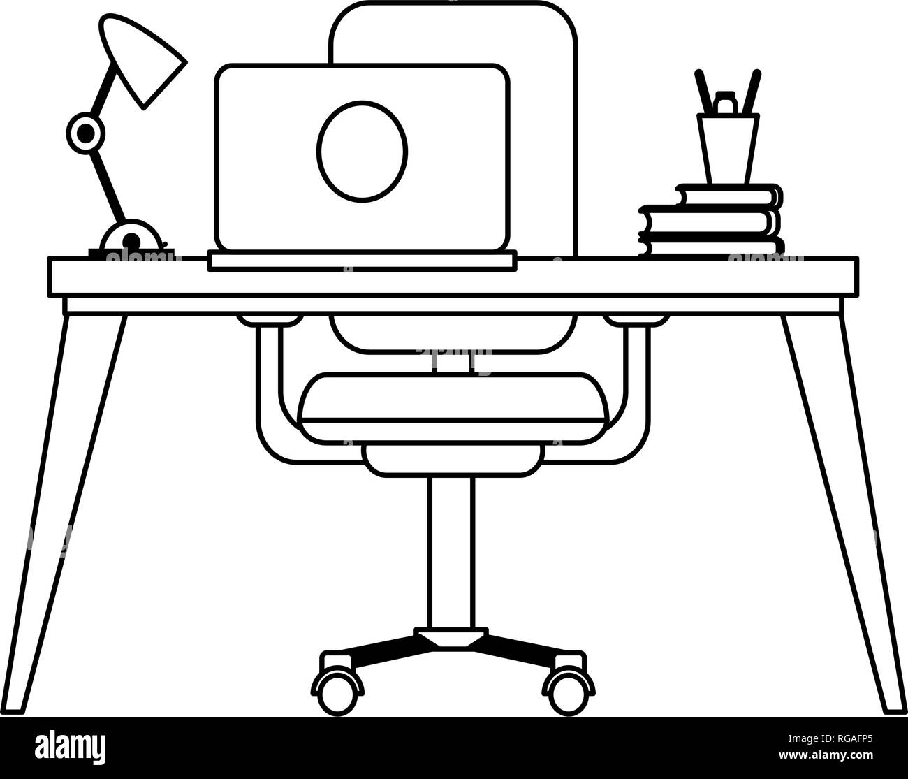 Business and office elements in black and white Stock Vector Image