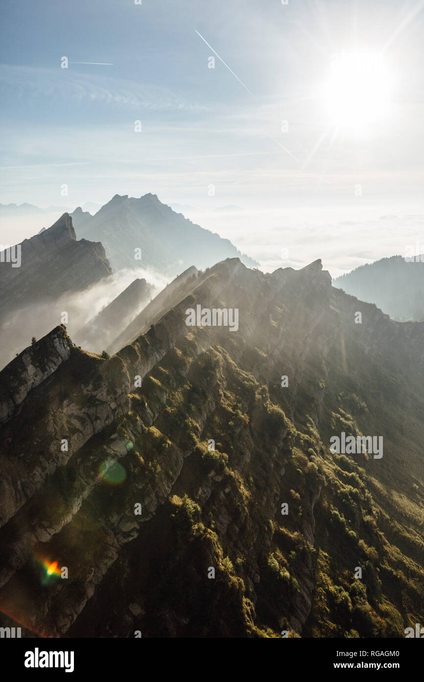Switzerland, mountains and fog Stock Photo