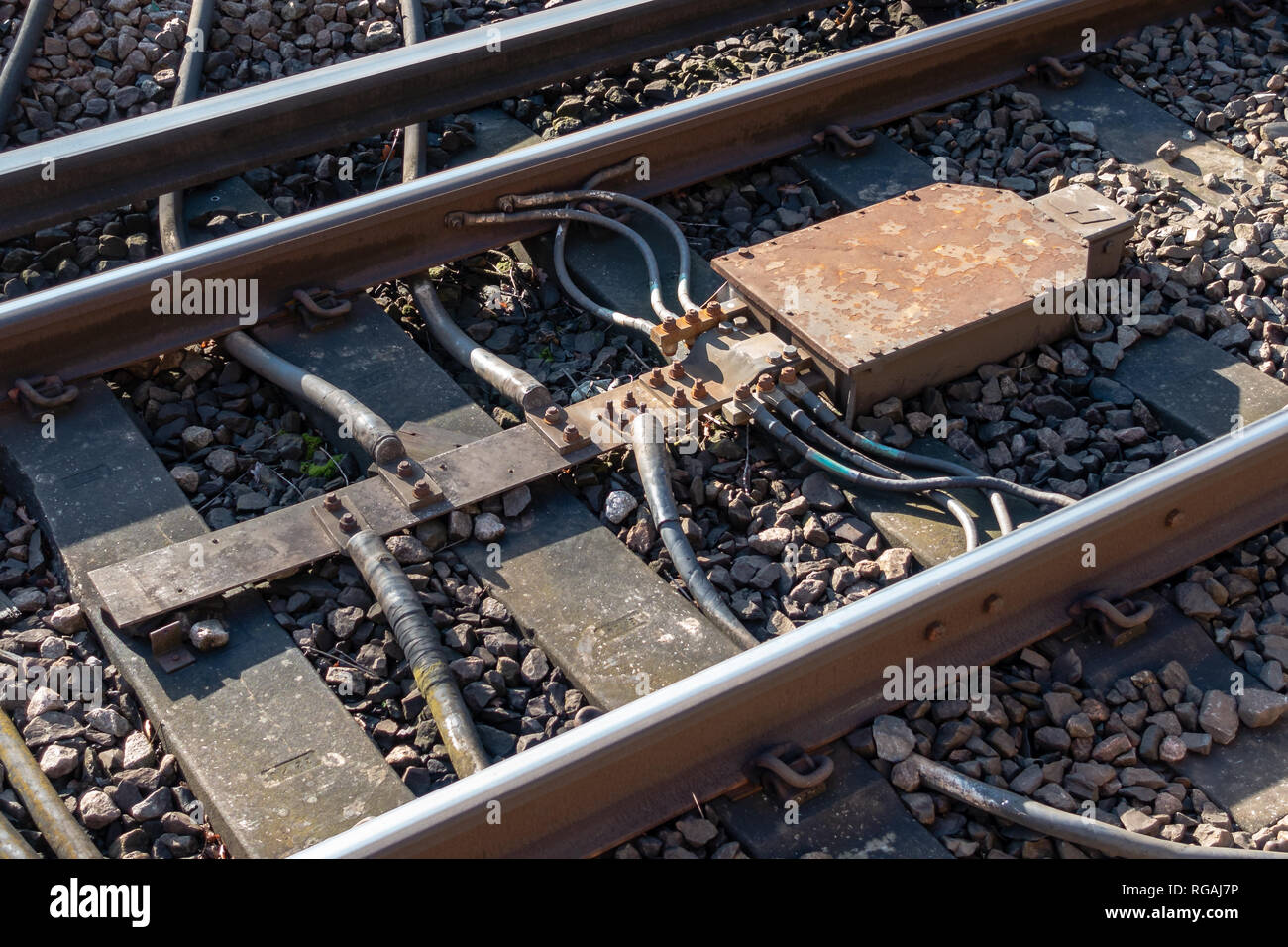 Railway impedance bond and bonding cables Stock Photo Alamy